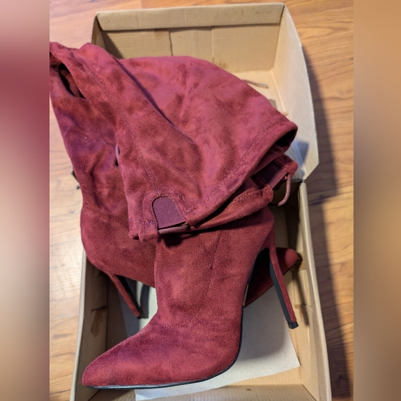TRENDS Shoes - Elegant Burgundy Suede Sexy Gesele_8 Thigh High Boutique Boots